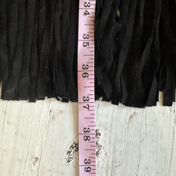 Karen Kane Black V-Neck Soft Knit Fringe Hem Dress Short Sleeve Summer Medium - Picture 6 of 10